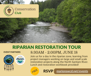 a graphic about the event with a riparian area photo and the blurb about the tour, June 18 8:30 - 2 pm. 